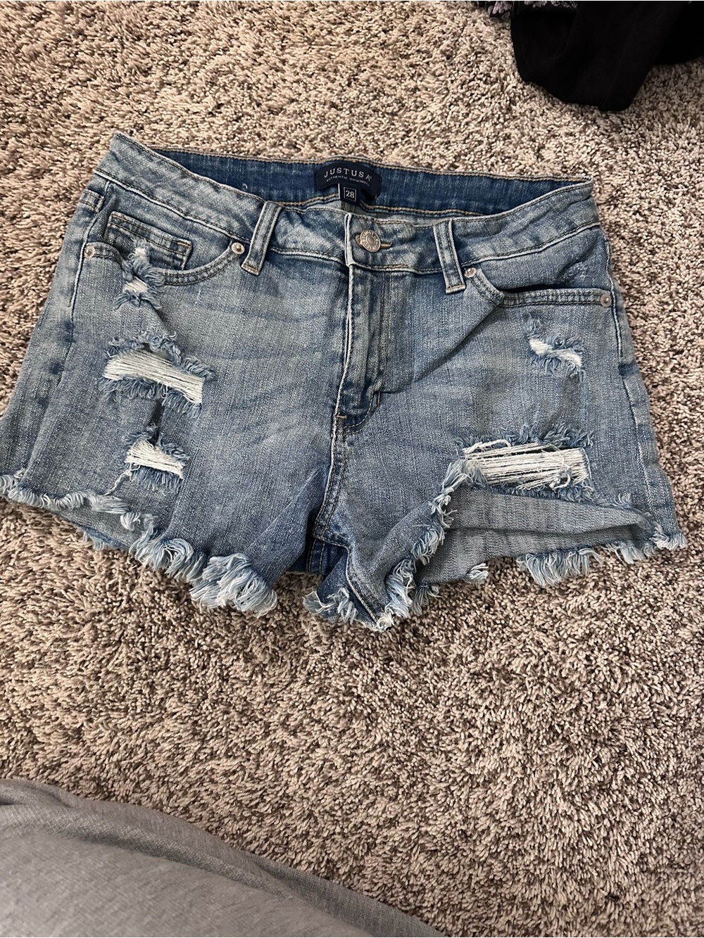 Just USA Light Blue Distressed Frayed Denim Shorts